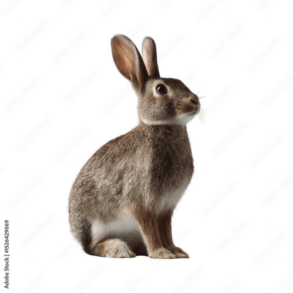 Obraz premium A cute rabbit sitting in a side profile, showcasing its soft fur and adorable features, creating a charming and heartwarming image.