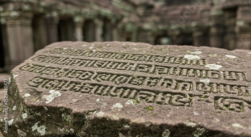 Ancient stone inscription close up