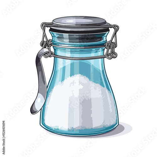 Glass Jar with Salt Gourmet Icon Isolated Vector - Culinary Design Element
