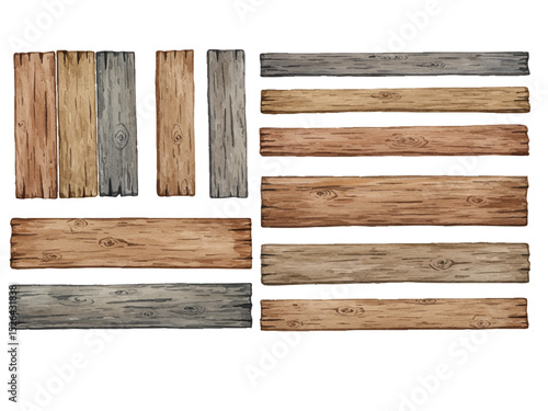 Vector watercolor wooden board / 水彩テイストの木の板イラスト