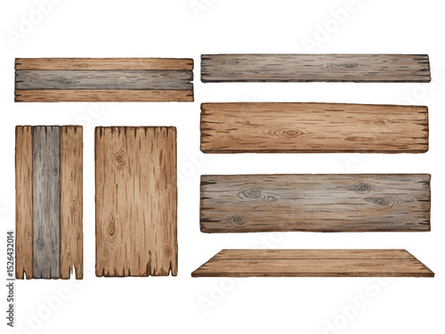 Vector watercolor wooden board / 水彩テイストの木の板イラスト