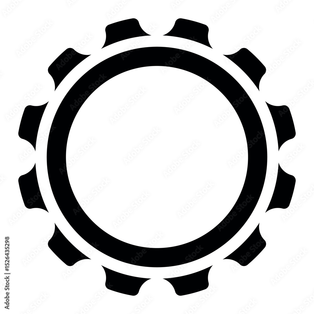 Fototapeta premium gear wheel silhouette shape, settings icon symbol, black and white vector illustration
