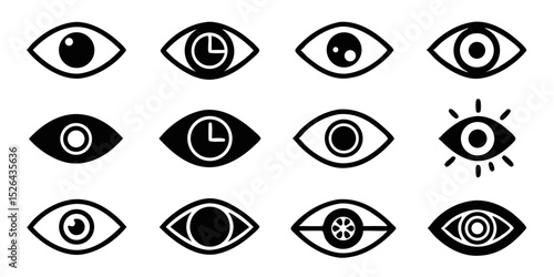 High resolution eye icon set retina scan eyesight symbols and visual icons for design projects