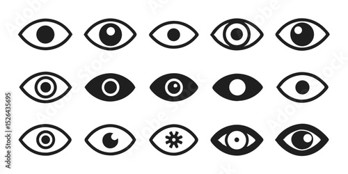 High resolution eye icon set retina scan eyesight symbols for digital designs
