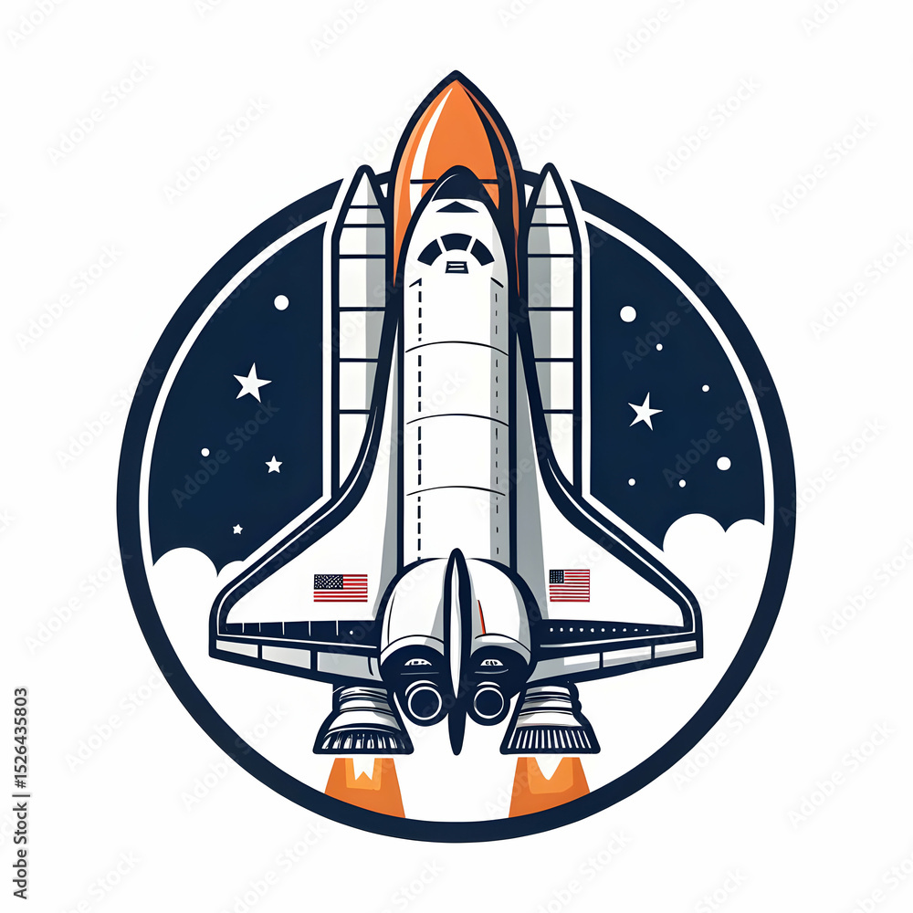 Fototapeta premium “Space Rocket Illustration | Spacecraft Launch, Astronomy, Futuristic Rocket Vector Design”