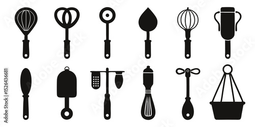 A flatlay design featuring a collection of vintage handheld beaters in yellow cyan magenta and black