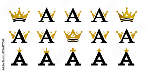 Royal gold letter a logo icon a crown design for kings and queens