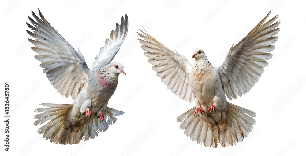 Obraz premium White Dove in Flight on a Transparent Background