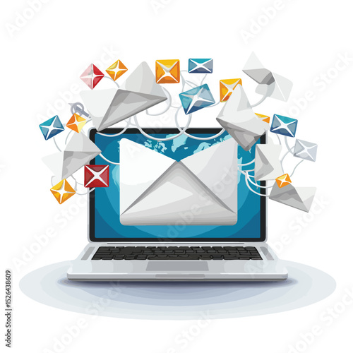 Professional Illustration of Sending Email from PC - Vector Graphic for Marketing Campaigns