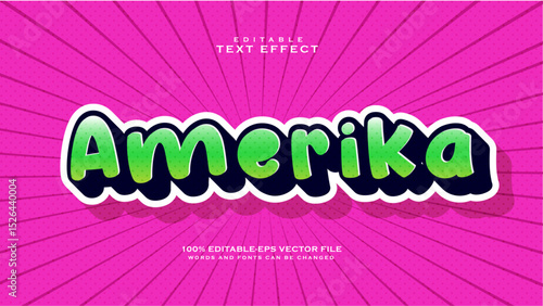 Amerika label sticker, editabke cartoon text effect