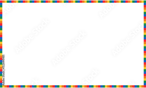 Rainbow pixel frame – colorful retro pixel art border. Rainbow rectangle border frame