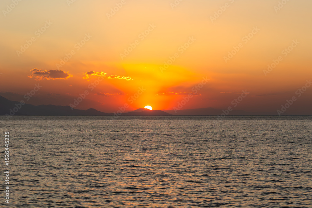 Fototapeta premium Beautiful sunset over the Van lake, Van Sea and clouds