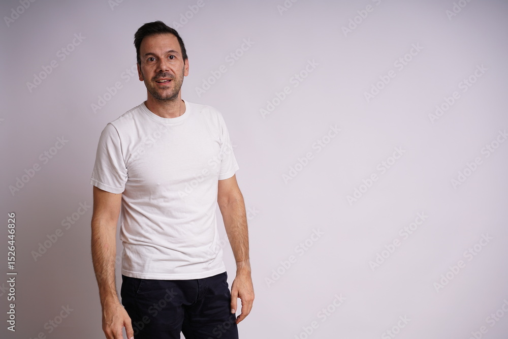 Male Model Showing Different Emotions on White Studio Background Male Model Showing Different Emotions on White Studio Background