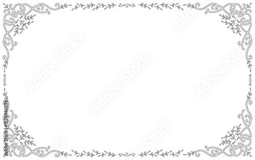 モノクロの手描き装飾枠セット。