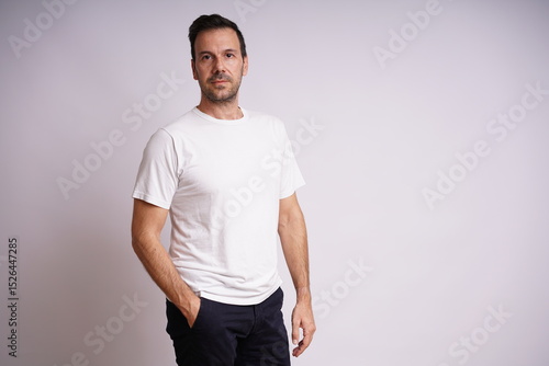 Male Model Showing Different Emotions on White Studio Background