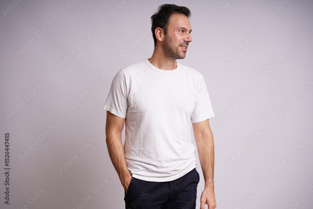 Male Model Showing Different Emotions on White Studio Background Male Model Showing Different Emotions on White Studio Background