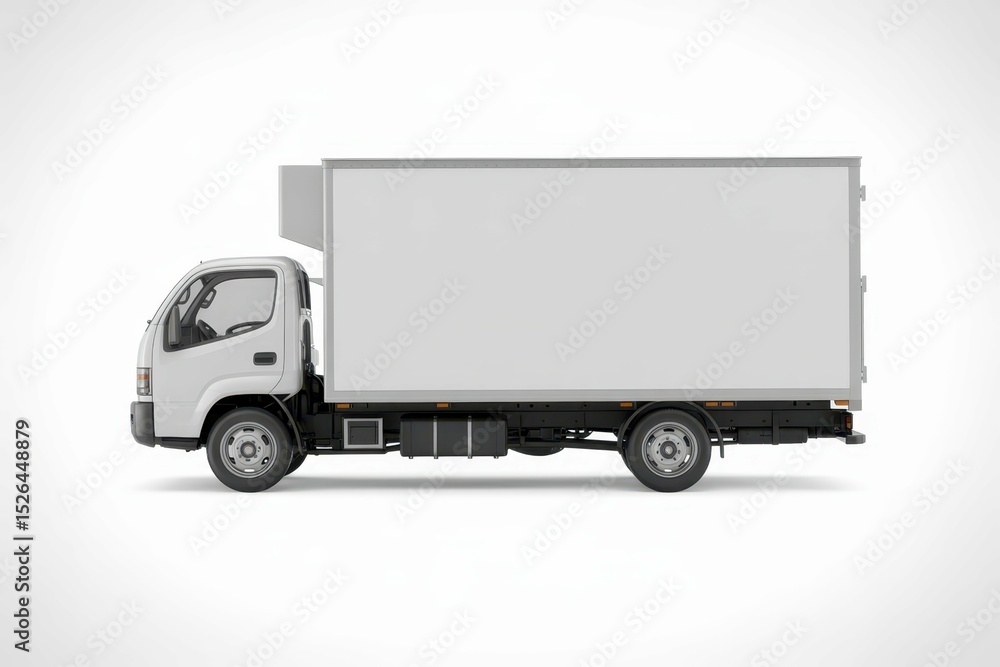 a white truck with a white box on the front and the front is white, with empty blank space for text copy space or mockup design, high detail, 8k a white truck with a white box on the front and the front is white, with empty blank space for text copy space or mockup design, high detail, 8k