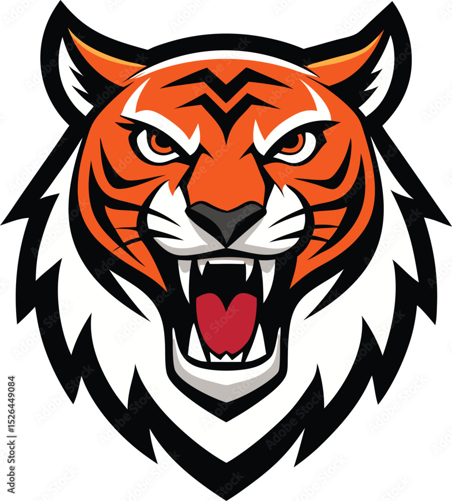 Fototapeta premium Tiger Face Wildlife Vector Art Illustration