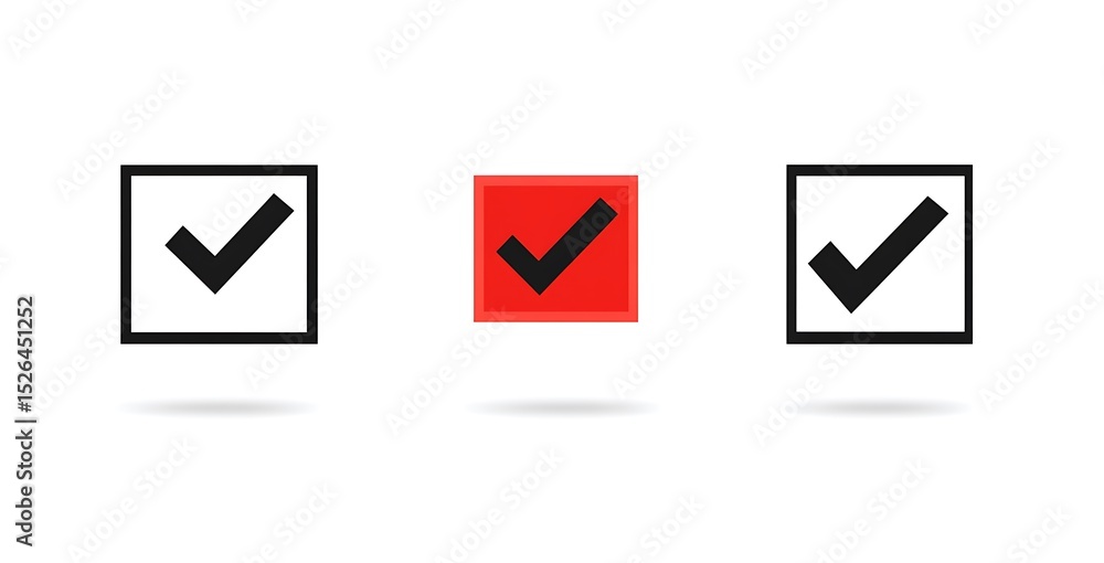 A set of checkmark icons in red and black A set of checkmark icons in red and black