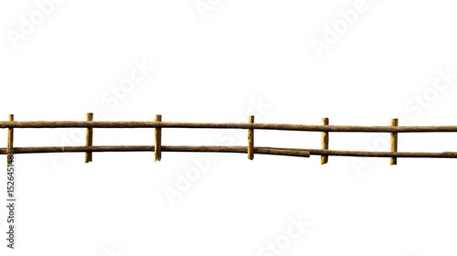 rustic wooden fence isolated on white background