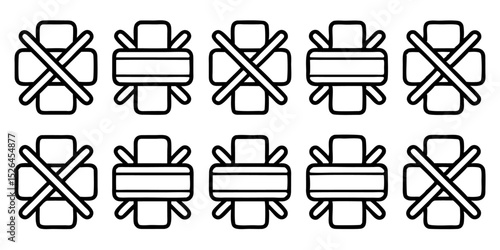 Collection of twelve seat belt outline icons safety sign symbols for design projects