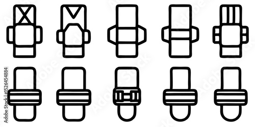 Collection of seat belt outline icons a set of safety symbols for design projects