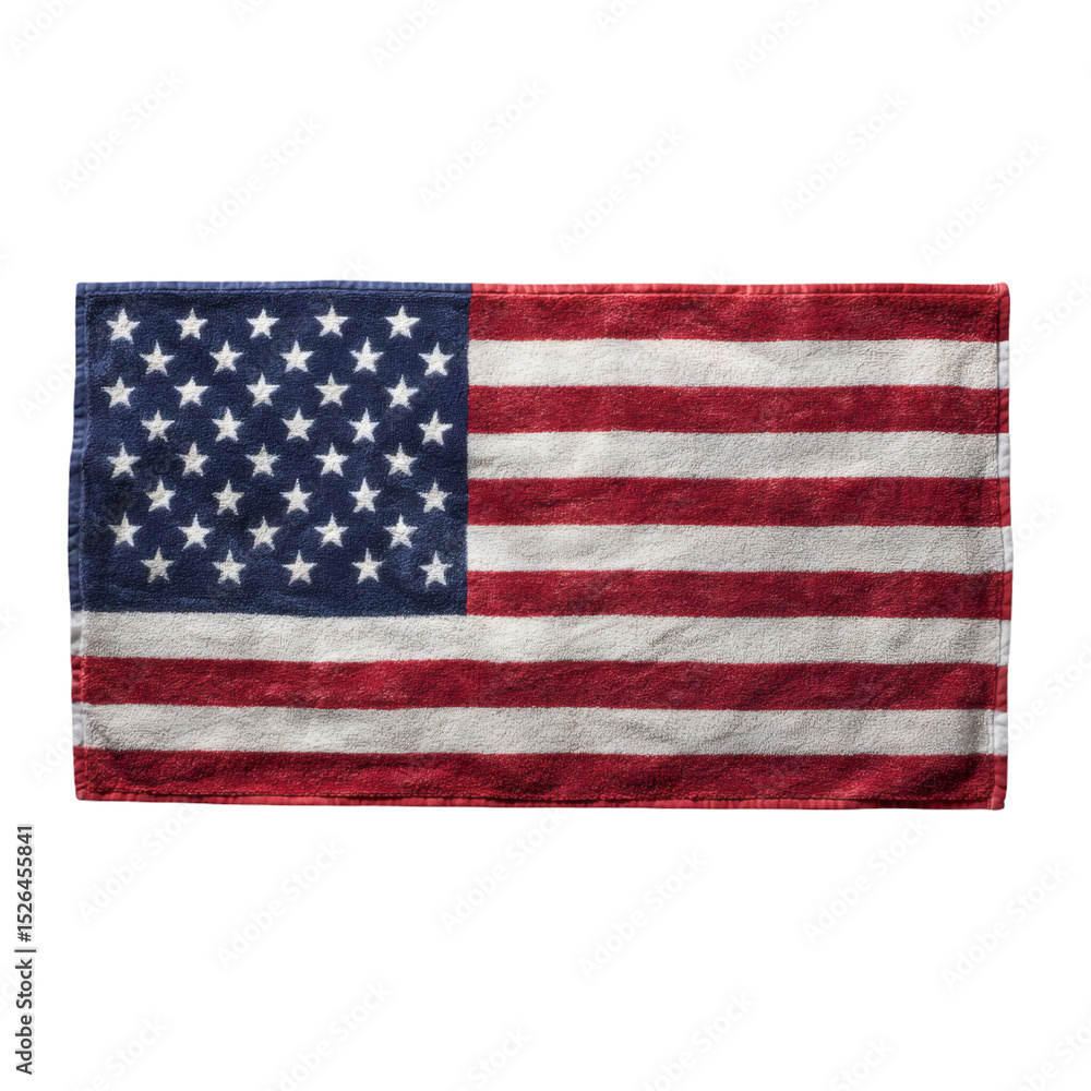 Fototapeta premium Worn American Flag Towel Patriotic Textile Background USA Symbol