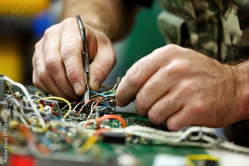 Skilled Technician Working on Electronic Circuitry with Tools