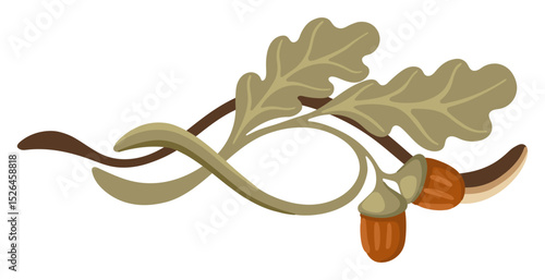 Fall Art Nouveau Element. Seasonal Vintage frame with fall leaves and acorns. Vector.