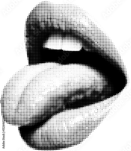 Sensual lips with tongue in halftone effect 
