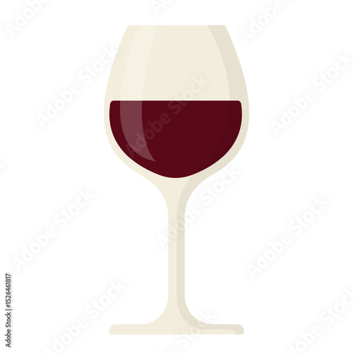 red wine glass flat cartoon illustration
