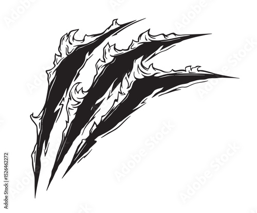 drawing a hole because of claw monster or animal effect illustration 