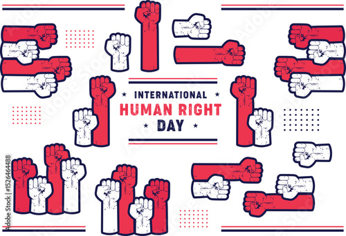 Vector illustration of the iconic protester raised fist isolated on white background - graphic style silhouette