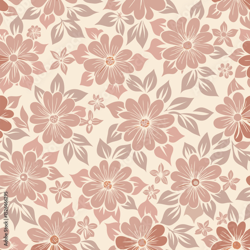 Wallpaper Mural Vintage floral pattern in dusty rose and beige suitable for textile design and wallpaper Torontodigital.ca
