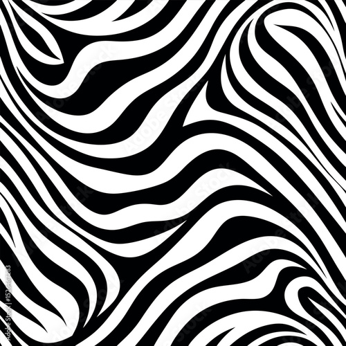 Abstract black and white zebra stripe pattern seamless design for various creative projects