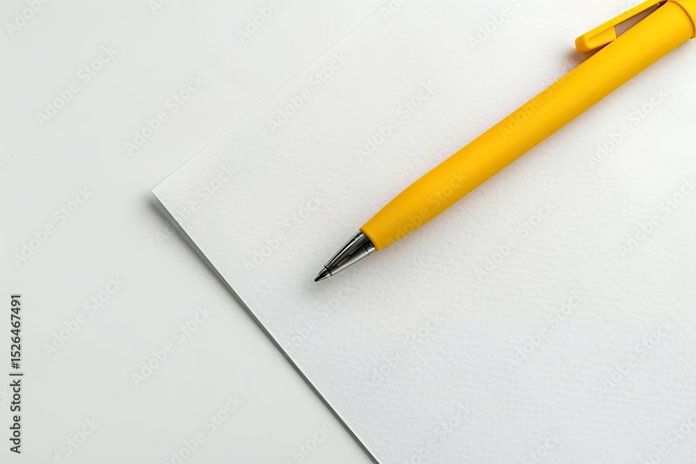 Flawless Image of White Background Yellow Pen Can Be Written on All Kinds of Paper Flawless Image of White Background Yellow Pen Can Be Written on All Kinds of Paper