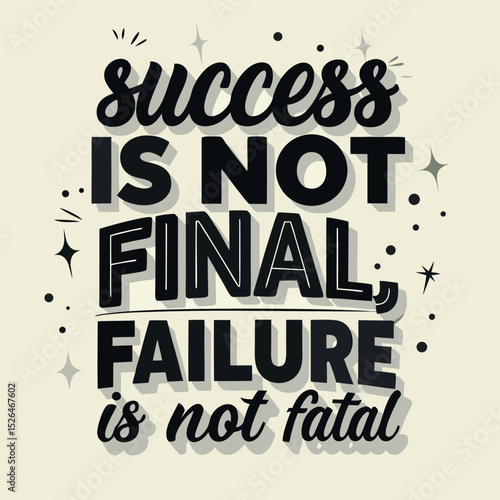 Inspiring typography design featuring success and failure motivational quote for encouragement