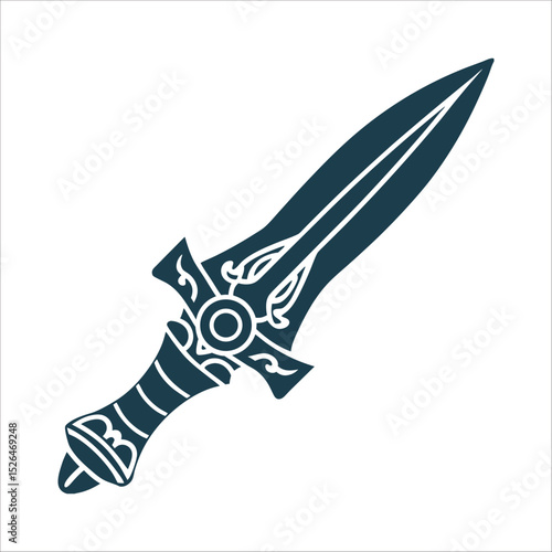 Bön Po Ritual Dagger Phurba A three-sided dagger for subduing spirits Phurba Dagger: Tibetan Ritual Object Illustration