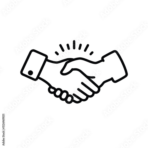 Simple line art handshake icon graphic