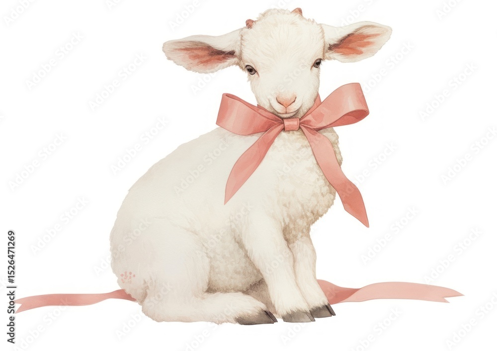 Fototapeta premium Coquette chubby goat illustration animal colors.