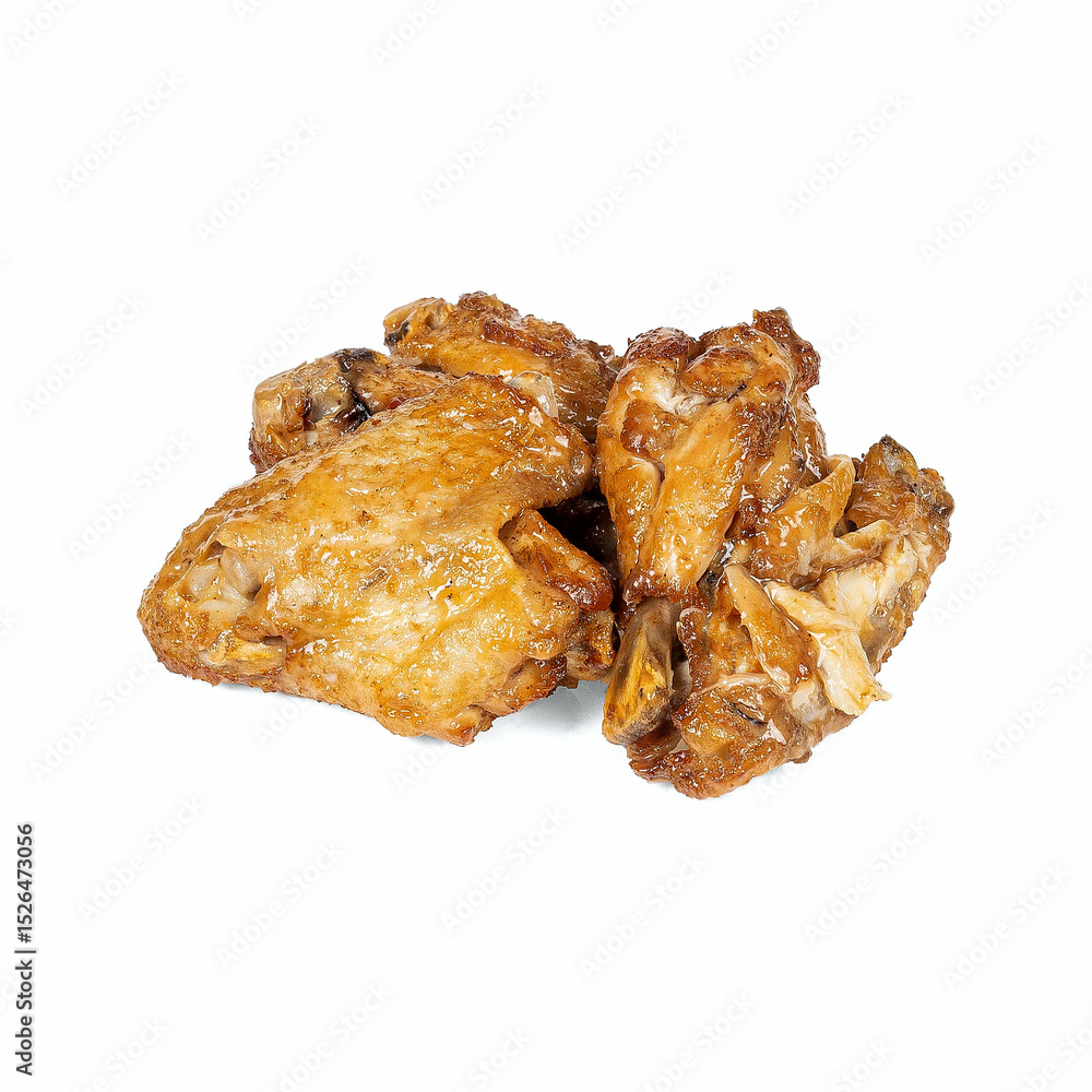 A close-up view of several crispy, golden-brown chicken wings. The slightly glossy texture suggests they might have been fried or baked. A close-up view of several crispy, golden-brown chicken wings. The slightly glossy texture suggests they might have been fried or baked.