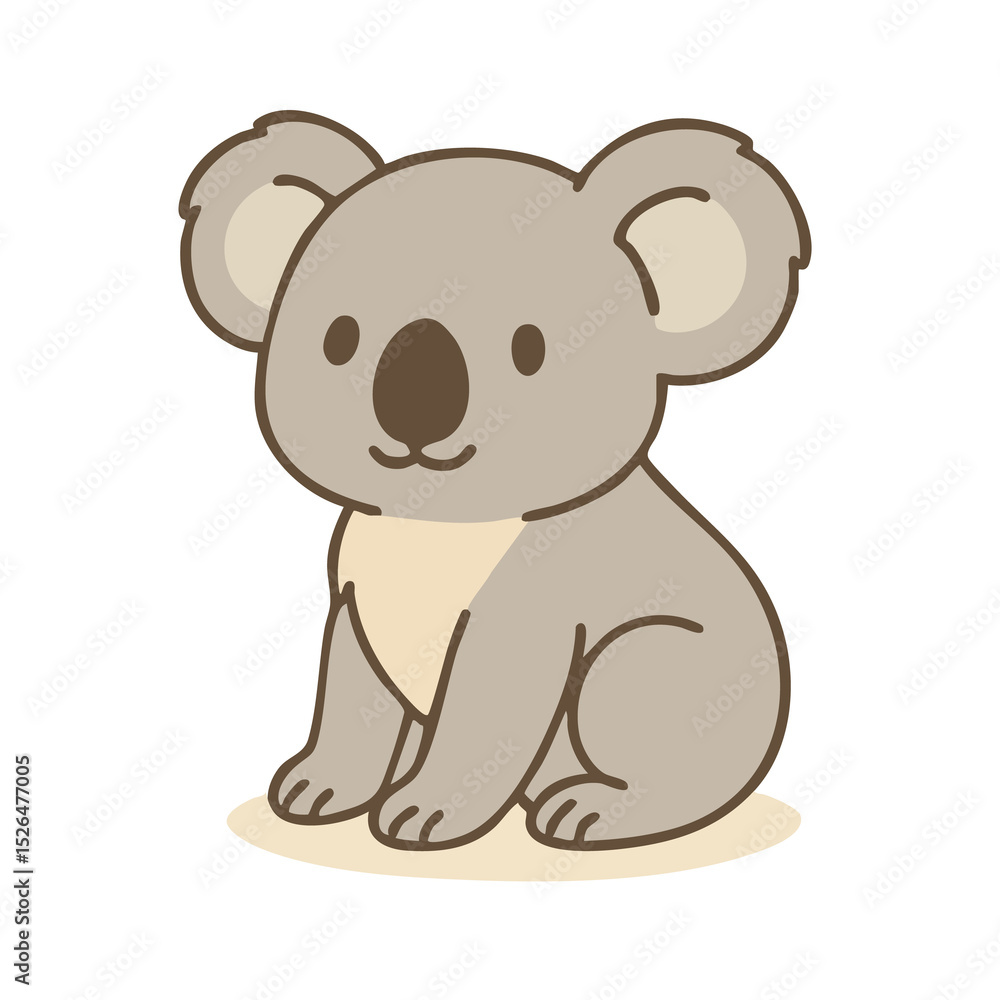 A soft, gray koala depicted in a clean, cartoon vector style. A soft, gray koala depicted in a clean, cartoon vector style.
