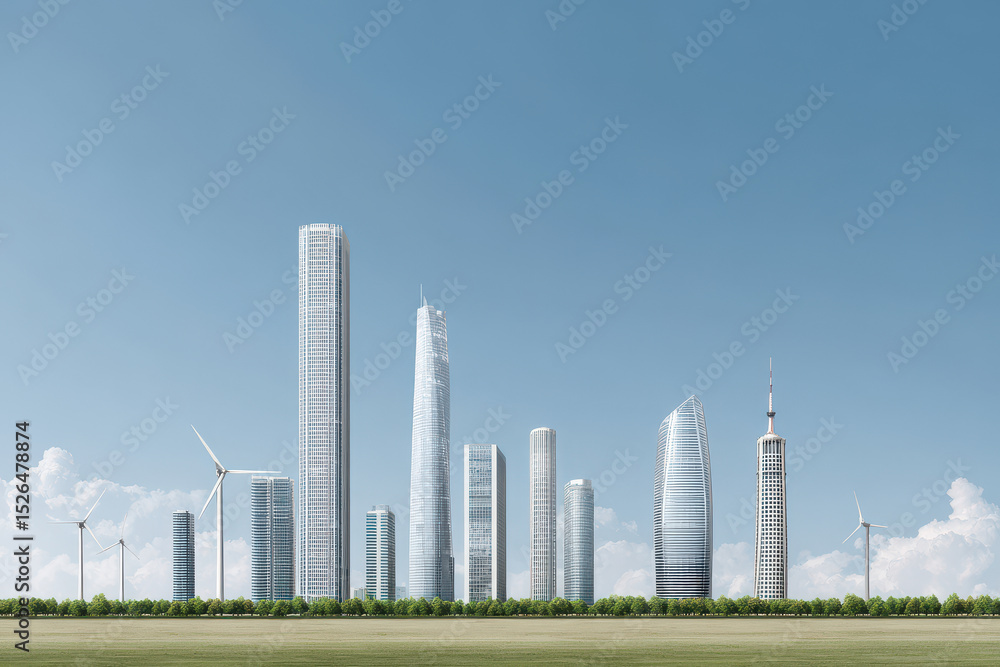 Fototapeta premium futuristic city skyline representing economic growth driven by innovation