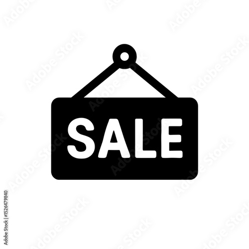Hanging SALE signboard representing store promotion – solid black icon