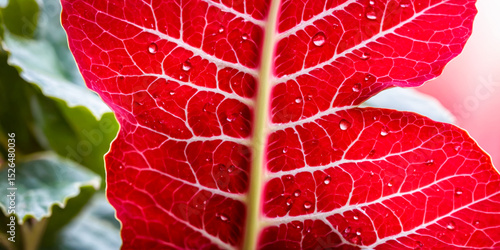 Red Leaf with Water Droplets.