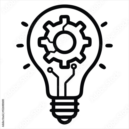 Light bulb with gear inside innovative idea concept isolated on white background