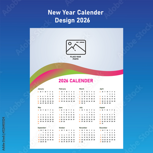 New Calender design 2026 vactor template design desk calender12 month