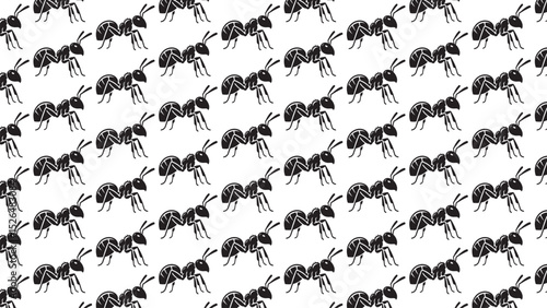 seamless pattern with ants black vector silhouettes
