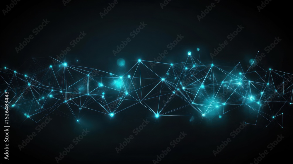 Obraz premium Abstract network design with glowing teal lines and points.