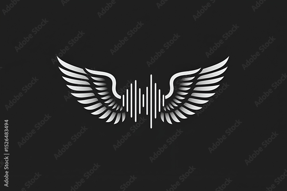 Fototapeta premium soundwave turning into wings, symbolic logo for freedom and music